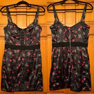 For Love And Lemons Black and Red Floral Mini Dress